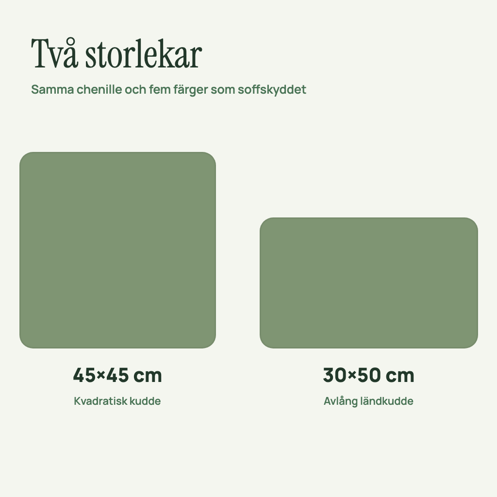 Två storlekar: 45×45 cm och 30×50 cm